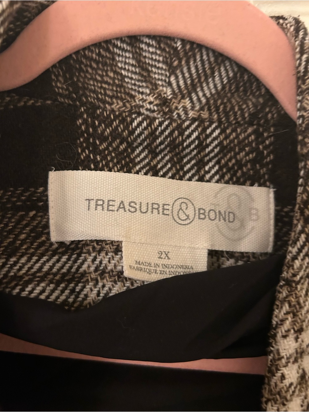 Treasure & Bond Nordstrom brown blazer 2x plus size dark academia plaid - Picture 2 of 6